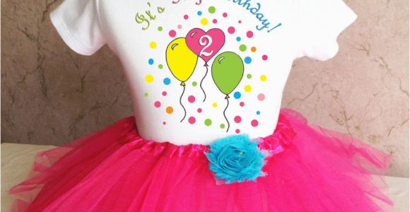 2nd Birthday Dresses for Girls Pink Blue Balloons Girl 2nd Second Birthday Shirt Tutu