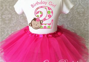 2nd Birthday Dresses for Girls Pink Mod Monkey Party Dress 2nd Second Birthday Shirt Tutu