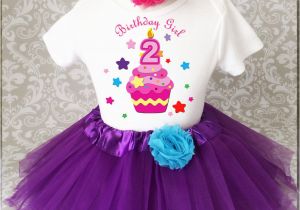 2nd Birthday Dresses Purple Rainbow Cupcake Pink 2nd Second Birthday Shirt Tutu