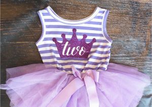 2nd Birthday Dresses Second Birthday Outfit Dress with Purple Crown and Purple