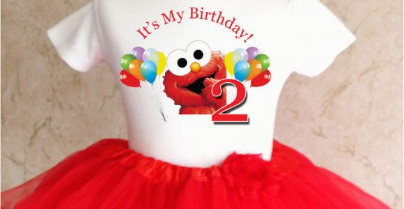 2nd Birthday Girl Outfits Elmo Red Rainbow Balloons 2nd Second Birthday Shirt Tutu