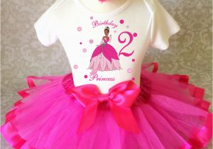 2nd Birthday Girl Outfits Hot Pink Tiana Princess Frog and 2nd Second Birthday Shirt