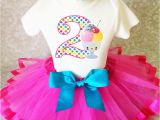 2nd Birthday Girl Outfits Ice Cream Scoops Hot Pink 2nd Second Birthday Shirt Tutu