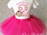 2nd Birthday Girl Outfits Pink Mod Monkey Party Dress 2nd Second Birthday Shirt Tutu
