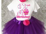 2nd Birthday Girl Outfits Purple Pink Polka Dot Cupcake 2nd Second Birthday Shirt