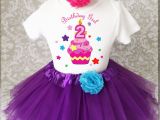 2nd Birthday Girl Outfits Purple Rainbow Cupcake Pink 2nd Second Birthday Shirt Tutu
