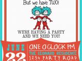 2nd Birthday Invitations for Twins Dr Suess Thing 1 Thing 2 Birthday Invitation by