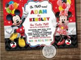2nd Birthday Invitations for Twins Mickey Mouse and Minnie Mouse Birthday Invitation for Boys
