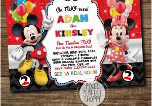 2nd Birthday Invitations for Twins Mickey Mouse and Minnie Mouse Birthday Invitation for Boys
