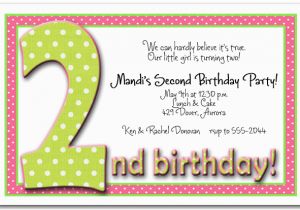 2nd Birthday Invite Wording 2nd Birthday Invitation Wording Ideas Bagvania Free