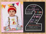 2nd Birthday Party Invitations Girl Second Birthday Invitation Chalkboard 2nd Birthday Invite