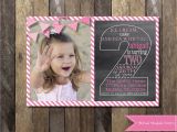 2nd Birthday Party Invites Chalkboard Second Birthday Invitation Second Birthday