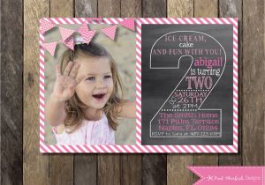 2nd Birthday Party Invites Chalkboard Second Birthday Invitation Second Birthday