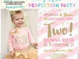 2nd Birthday Party Invites Girls Second Birthday Invitation Pink and Gold 2nd Birthday