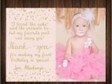 2nd Birthday Thank You Card Wording First Birthday Thank You Card Pink Gold by