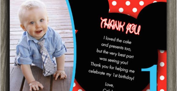 2nd Birthday Thank You Card Wording Printable Mickey Mouse Photo Thank You Card Birthday