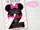 2nd Birthday Thank You Card Wording Printable Minnie Mouse 2nd Birthday Invitation