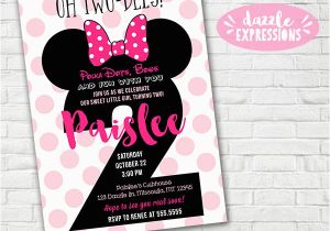 2nd Birthday Thank You Card Wording Printable Minnie Mouse 2nd Birthday Invitation