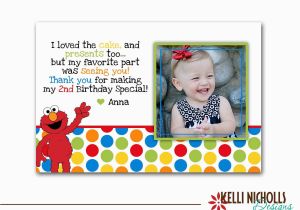 2nd Birthday Thank You Cards Elmo Photo Birthday Thank You Card Custom for Maryanne