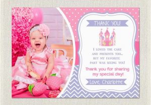 2nd Birthday Thank You Cards Princess Thank You Card Birthday Pink Purple 1st 2nd 3rd