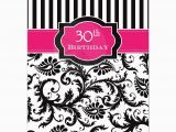30th Birthday Decorations Black and White 30th Birthday Invitation Hot Pink Black White Stripes