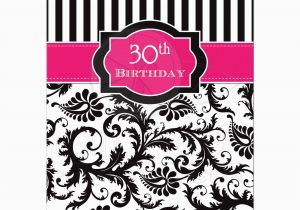 30th Birthday Decorations Black and White 30th Birthday Invitation Hot Pink Black White Stripes