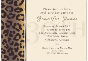 30th Birthday Invitation Wording Samples Cheetah 30th Birthday Invitations Paperstyle