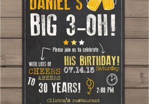 30th Birthday Invitations for Men 30th Birthday Invitation Surprise Party Cheers and Beers