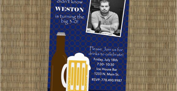 30th Birthday Invitations for Men Items Similar to Men 39 S 30th Birthday Invitation Beer