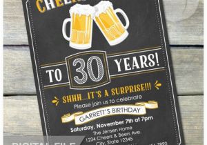 30th Birthday Invitations for Men Surprise 30th Birthday Invitation Cheers Beers Invite