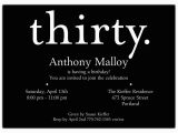 30th Birthday Invites Wording A Thirty White On Black 30th Birthday Invitations Paperstyle