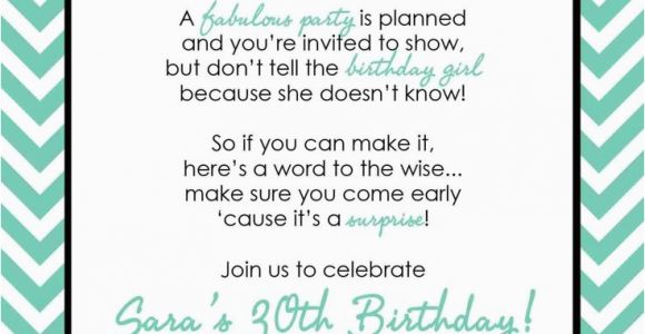 30th Birthday Invites Wording Surprise 30th Birthday Invitation Samples
