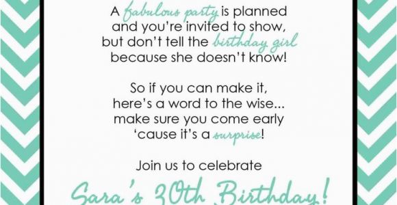 30th Birthday Invites Wording Surprise 30th Birthday Invitation Samples