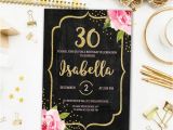 30th Birthday Party Invitations for Her Floral 30th Birthday Invitation for Her Chalkboard 30th