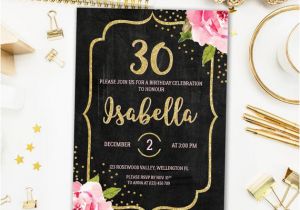 30th Birthday Party Invitations for Her Floral 30th Birthday Invitation for Her Chalkboard 30th