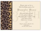 30th Birthday Party Invite Wording Cheetah 30th Birthday Invitations Paperstyle