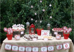 30th Birthday Table Decorations Cake Creative Co Real Parties A Rustic Red 30th Birthday