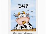 34th Birthday Card 34th Birthday Humorous Card with Surprised Cow Zazzle