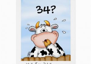 34th Birthday Card 34th Birthday Humorous Card with Surprised Cow Zazzle