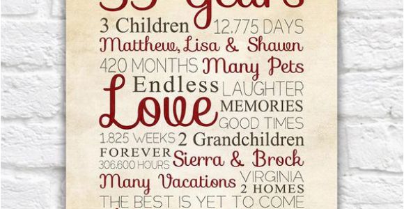 35th Birthday Gift Ideas for Him 35th Anniversary Any Year Anniversary Gifts Personalized Art