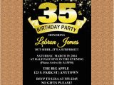 35th Birthday Invitations 35th Birthday Invitation Black and Gold Invitation Milestone