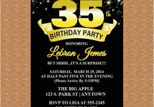 35th Birthday Invitations 35th Birthday Invitation Black and Gold Invitation Milestone