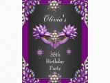 35th Birthday Invitations Invitation 35th Birthday Elegant Purple Silver 2