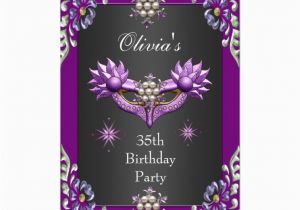 35th Birthday Invitations Invitation 35th Birthday Elegant Purple Silver 2