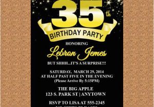 35th Birthday Party Invitations 35th Birthday Invitation Black and Gold Invitation Milestone