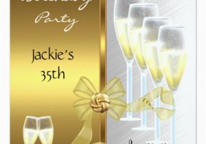 35th Birthday Party Invitations 35th Birthday Party Elegant White Gold Invitation Zazzle