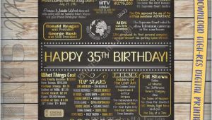 35th Birthday Present for Him 35th Birthday 1981 Chalkboard Poster Sign by Printsbymadesign