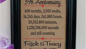 39th Birthday Gift Ideas for Him Items Similar to 39th Anniversary 39th Wedding