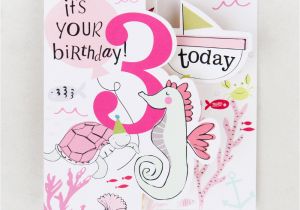 3rd Birthday Card Girl Fold Out Sealife 3rd Birthday Card for Girls Caroline