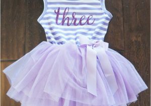 3rd Birthday Dresses Third Birthday Outfit Dress with Purple Letters by